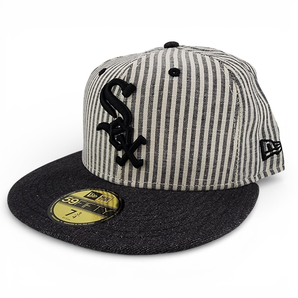 Chicago White‎ Sox Hat New Era 59FIFTY Striped Seersucker Fitted Size 7 3/4 NEW